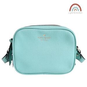 New! Kate Spade Pyper Mulberry Street Leather Aqua Bloom Camera Crossbody Bag